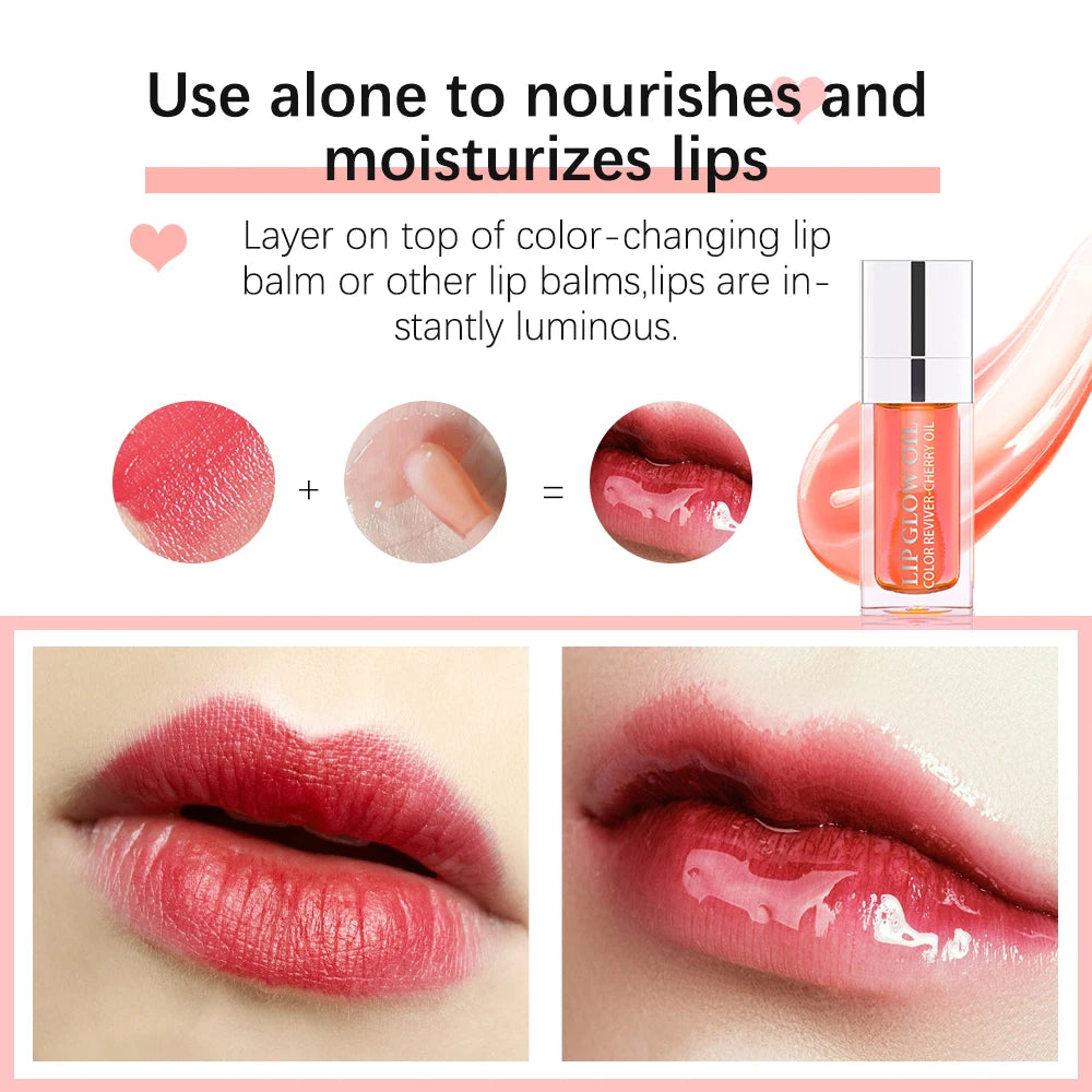 Lip Oil Plumping Lip Gloss Crystal Jelly Moisturizing Makeup Sexy Plump Lip Glow Oil Tinted Lip Plumper Oasis Select