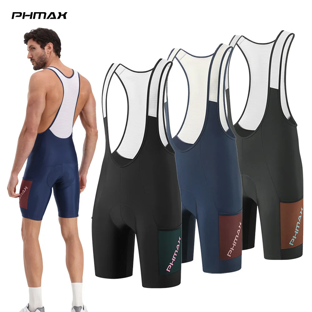 PHMAX Men's Cycling Bib Shorts 5D Silicone Gel Pad Shock Absorption Road Bike Bibs Summer Breathable Bicycle Riding Shorts Oasis Select