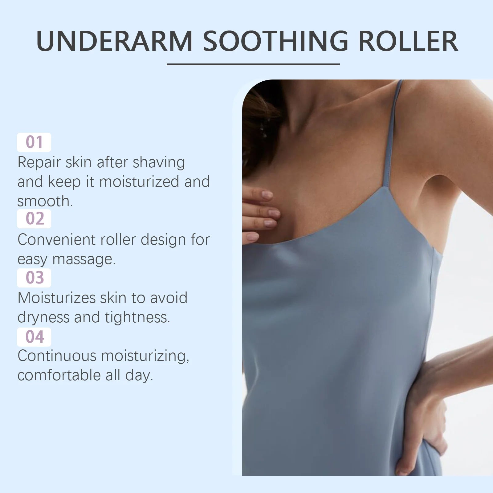 Underarm After Shave Soothing Roller Moisturizing Relieve Armpit Skin Pain Discomfort Reduce Redness Improve Dullness Quick-Dry Oasis Select