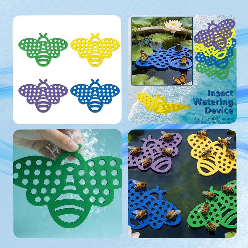 4Pcs Floating Bee Island Anti-Drowning Floating Bee Island Waterer Drinking Tray with Luring Cups for Beekeeping tools Oasis Select