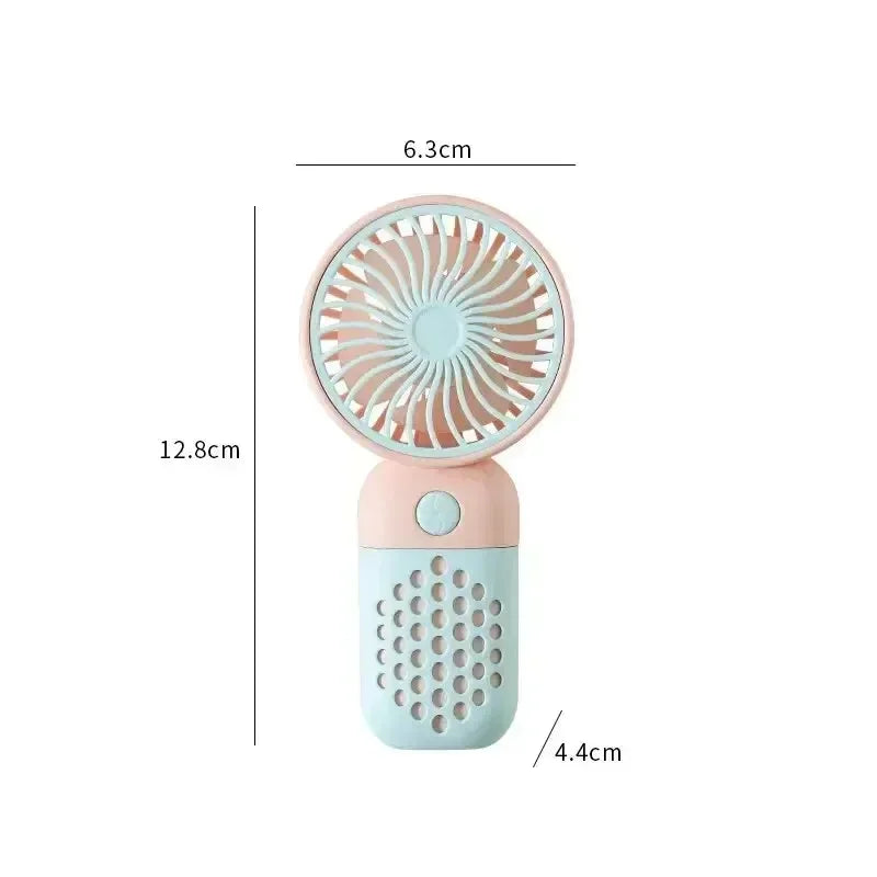 Handheld Mini Fan USB Rechargeable Portable Mute Small Electric Fan Student Dormitory Outdoor Travel Cooling Fan Oasis Select Blue