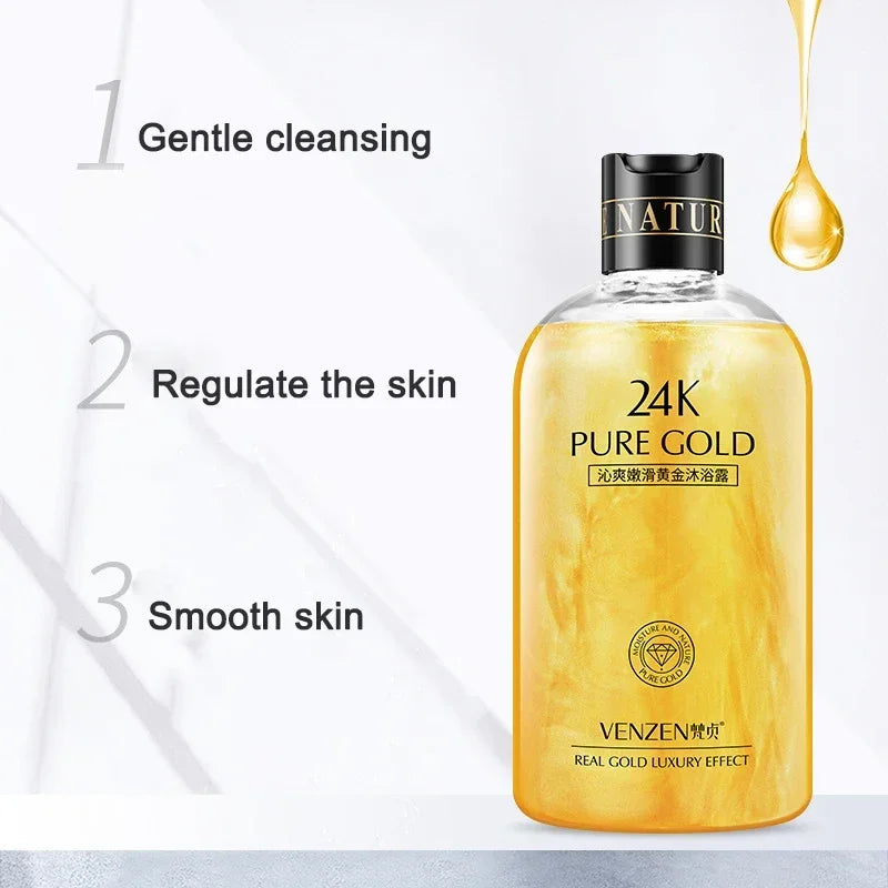 550ml 24K Gold Shower Gel Deep Clean Long Lasting Fragrance Bath Foam Body Wash Moisture Body Cleansers Oasis Select