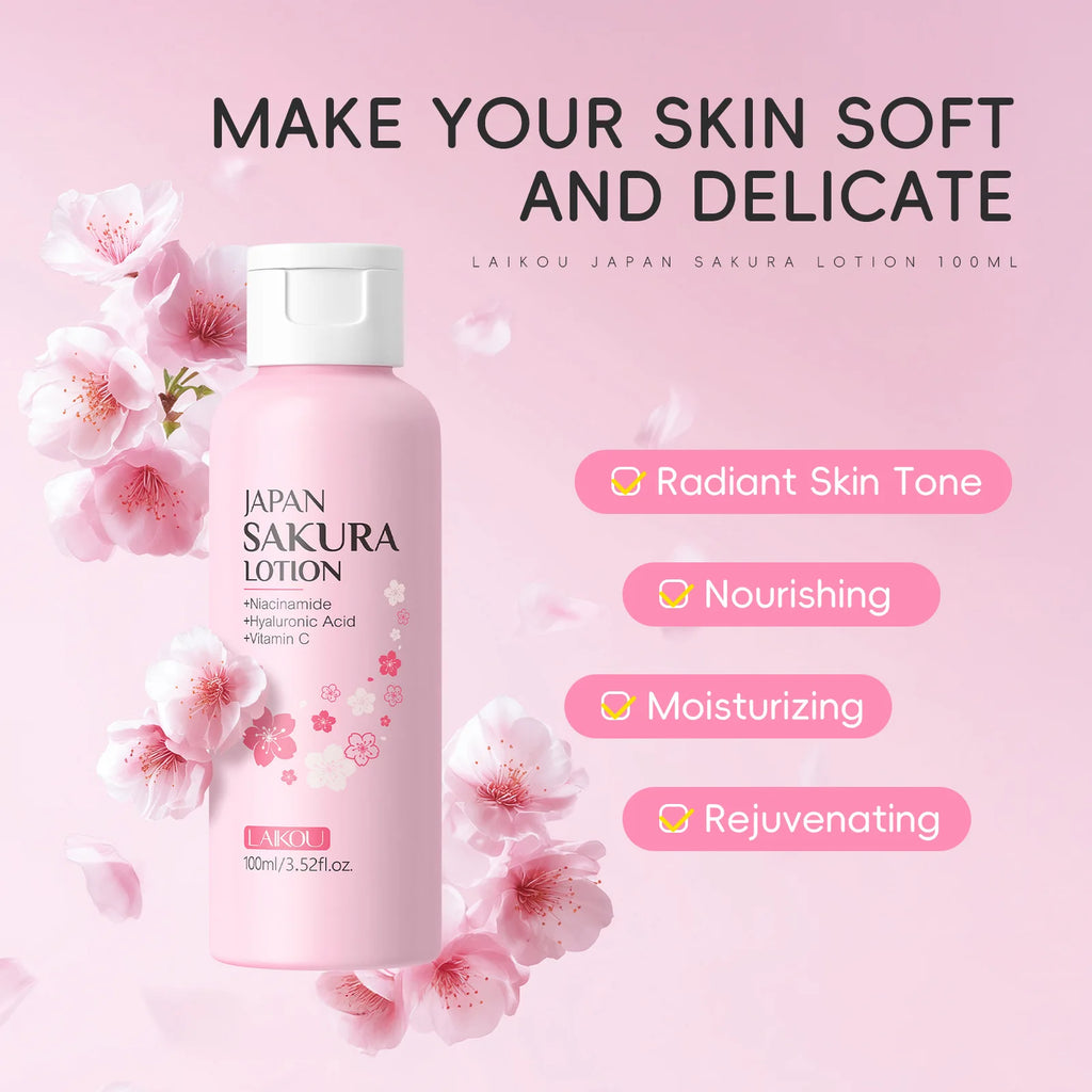 LAIKOU Sakura Face Lotion – Moisturizing Pore-Minimizing Essence Face Moisturizing Lotion Oasis Select