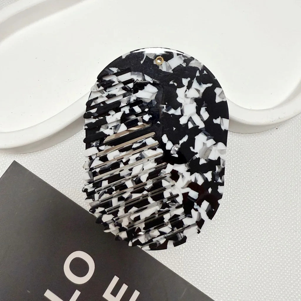 2-in-1 Folding Mirror Comb | Acetate Pocket Travel Hair Brush