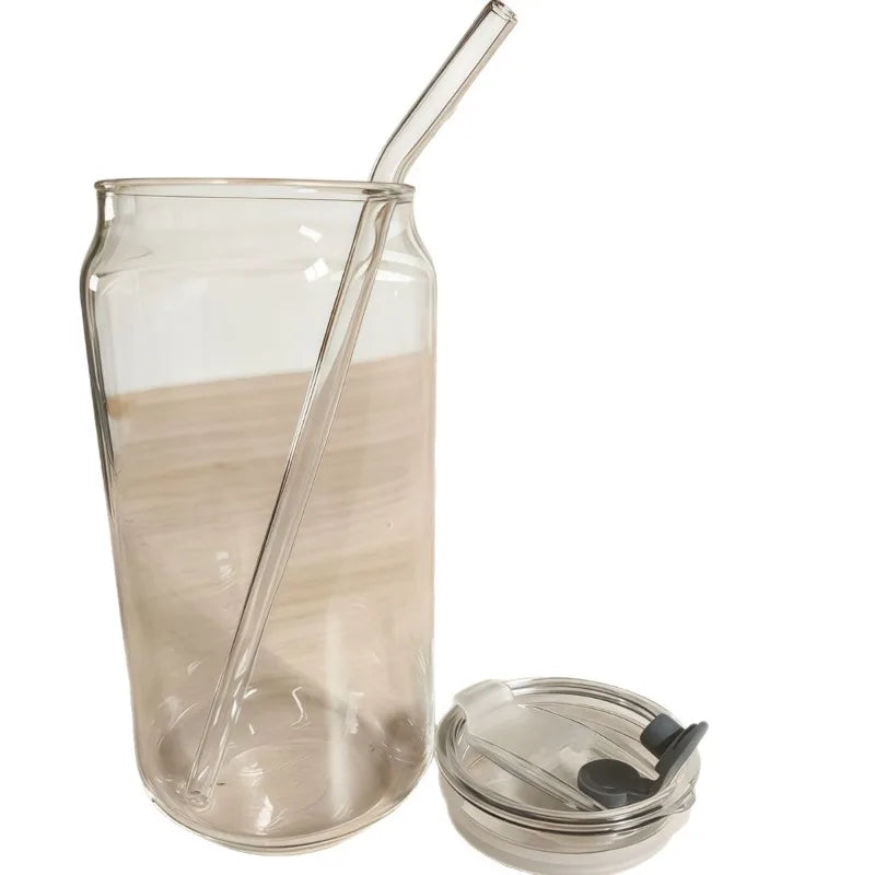 2Pcs Glass Tumbler Set with Lid Straw, High Borosilicate Reusable Clear Drinking Cups for Iced Coffee Juice Bubble Tea Home Gift Oasis Select