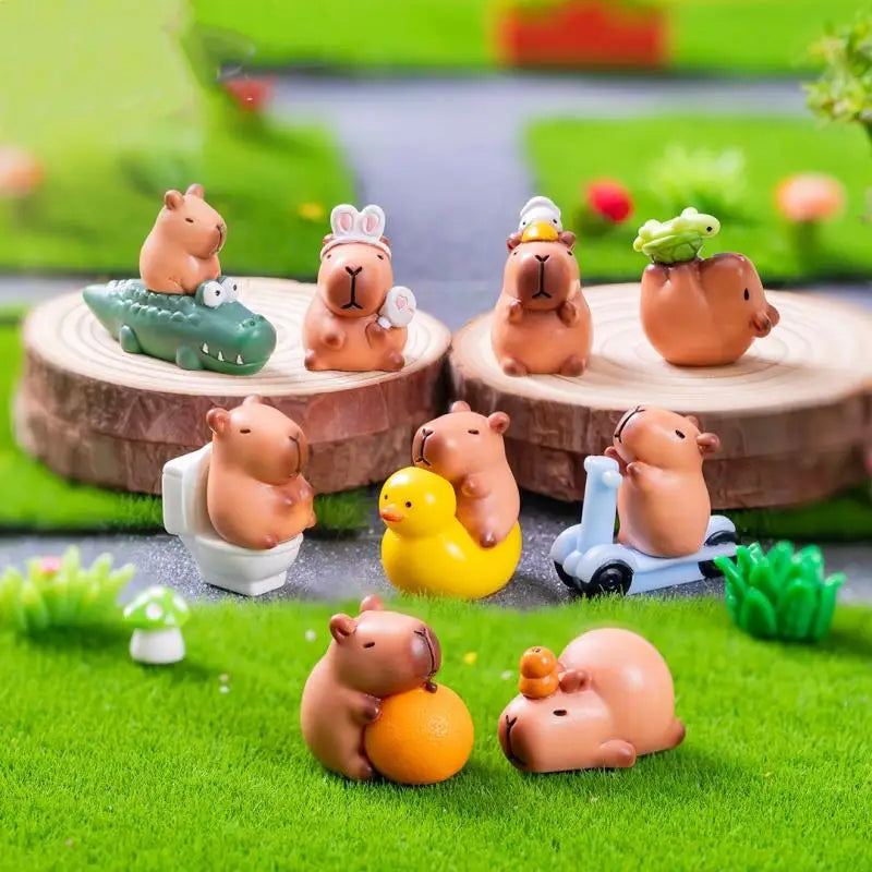 Charming Mini Capybara Resin Figurines (2Pcs), Animal Ornaments for DIY Fairy Garden, Moss Landscape Decor Oasis Select