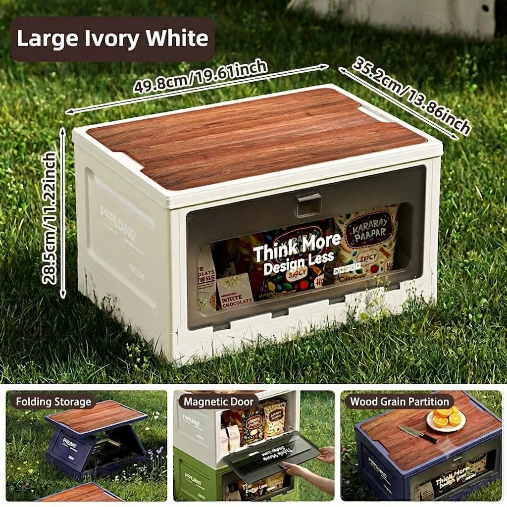 Outdoor camping revenue box with side-opening large-sized tent cover folding box for vehicle trunk organization and storage Oasis Select L white-wooden