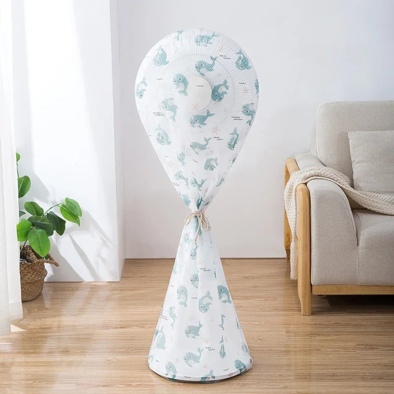 Portable Dustproof All-inclusive Electric Fan Dust Cover Household Floor Fan Cover Waterproof Protective Cover Accessories Oasis Select L size - whale