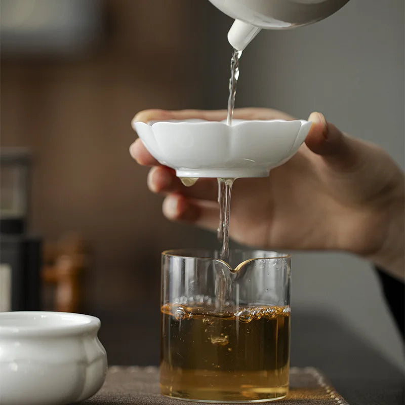 Ceramic Tea Strainer Kung Fu Tea Residue Filter Tea Jade Clay White Porcelain Tea Accessories Oasis Select