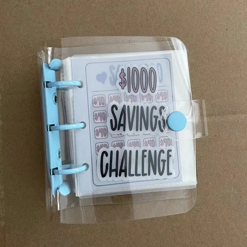 1000 Savings Challenge Binder , Money Saving Binder, Savings Challenges Book with Envelopes, Envelope Savings Challenge, Mini Bu Oasis Select Blue-1000