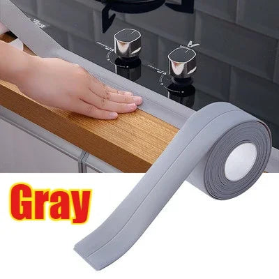 PVC Waterproof Sealing Tape Bathroom Toilet Caulk Tapes Kitchen Sink Countertop Mildew Fouling Proof Sealer Self Adhesive Strip Oasis Select gray 2m 3.8cm