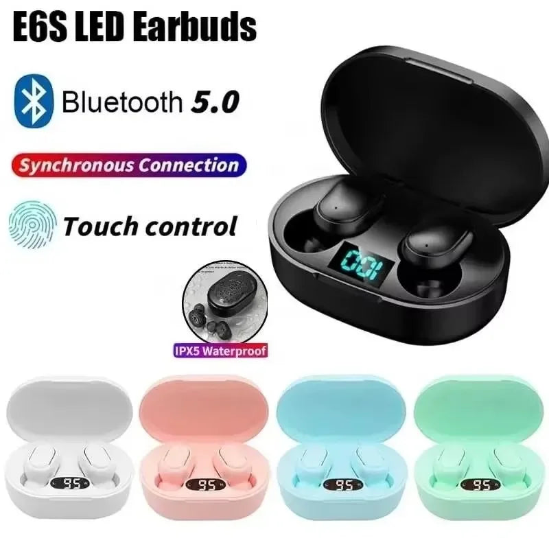 TWS E6S Fone Bluetooth Earphones Wireless Bluetooth Headset Noise Cancelling Headset with Mic Headphones for Xiaomi Huawei Oppo Oasis Select