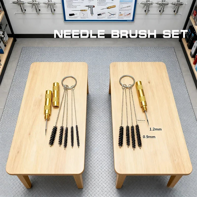 11pcs AirBrush Spray Gun Nozzle Cleaning Set Needle Brush Repair Tool Stainless Steel Handle Precision Car Motorcycle Kit Oasis Select