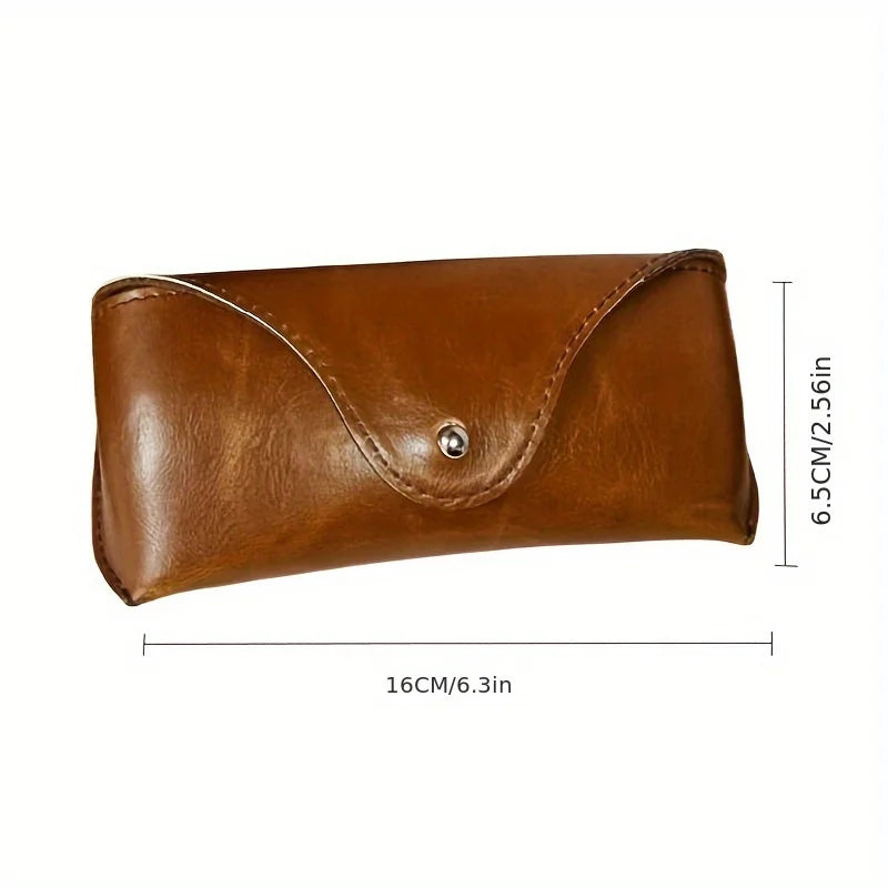 1pc Faux Leather Eyewear Case, Portable Snap Button Glasses Box - Handmade Soft Case Suitable for Most Sunglasses & Eyeglasses Oasis Select