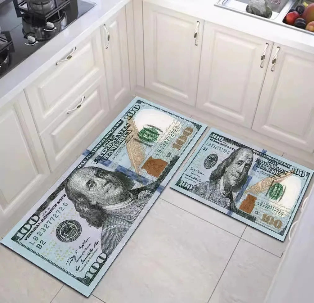 Euro Dollar Rug Bedroom Living Room Carpet Hallway Long Strip 3D Carpet Anti-slip Floor Mat Soft Kitchen Mat Home Room Decoratio Oasis Select
