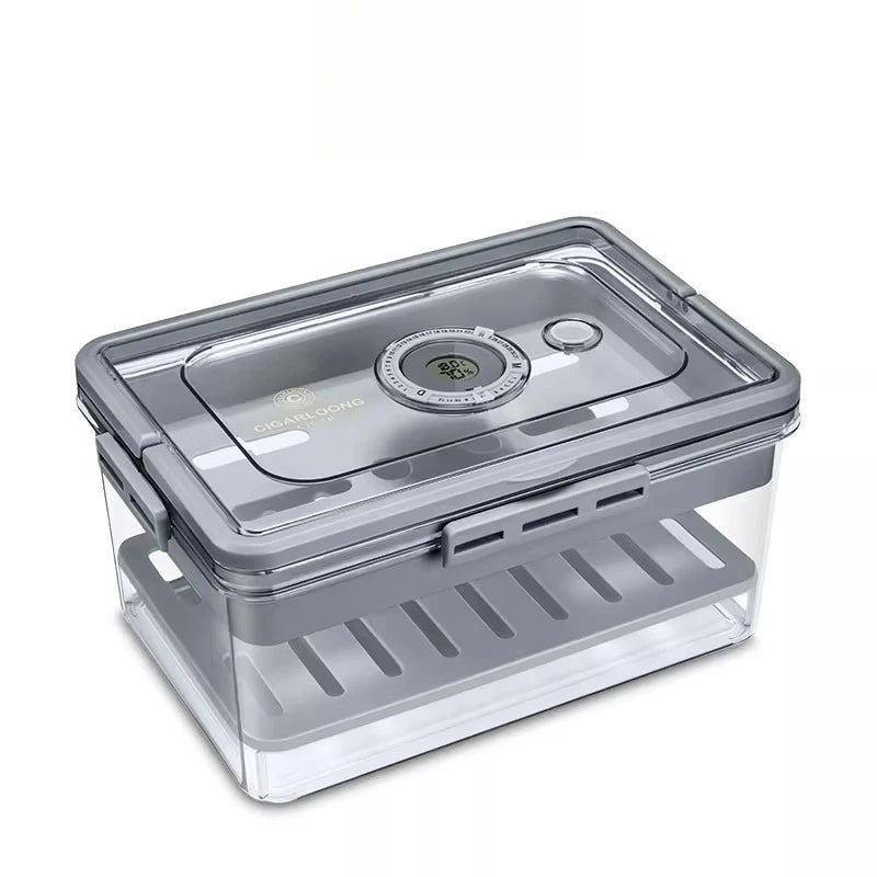Cigar Box with Alcohol Nourishing Transparent Built-in Hygrometer Sealed Cigar Moisturizing Box Large-capacity Storage Oasis Select Large three-layer A