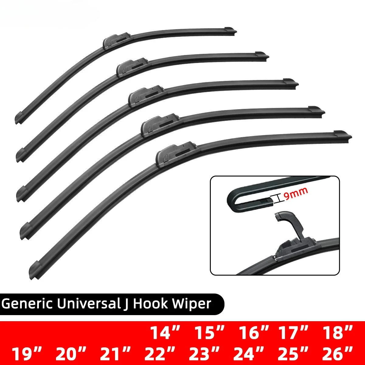 1PC Car Windshield Wiper Blades Hook Universal Soft Rubber Frameless Bracketless Car Wipers 14" 16" 18" 19" 20" 21" 22" 24" 26" Oasis Select 26 inch (650mm)
