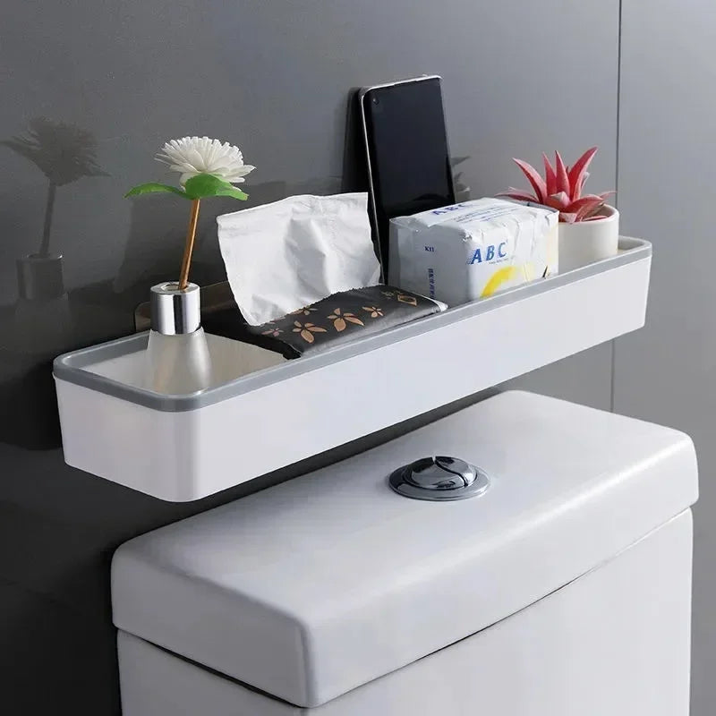 Toilet Bathroom Storage Cabinet Rack Wall Hanging Hole Free Multifunctional Artifact Above Toilet Rack White Shelf Organizer Oasis Select