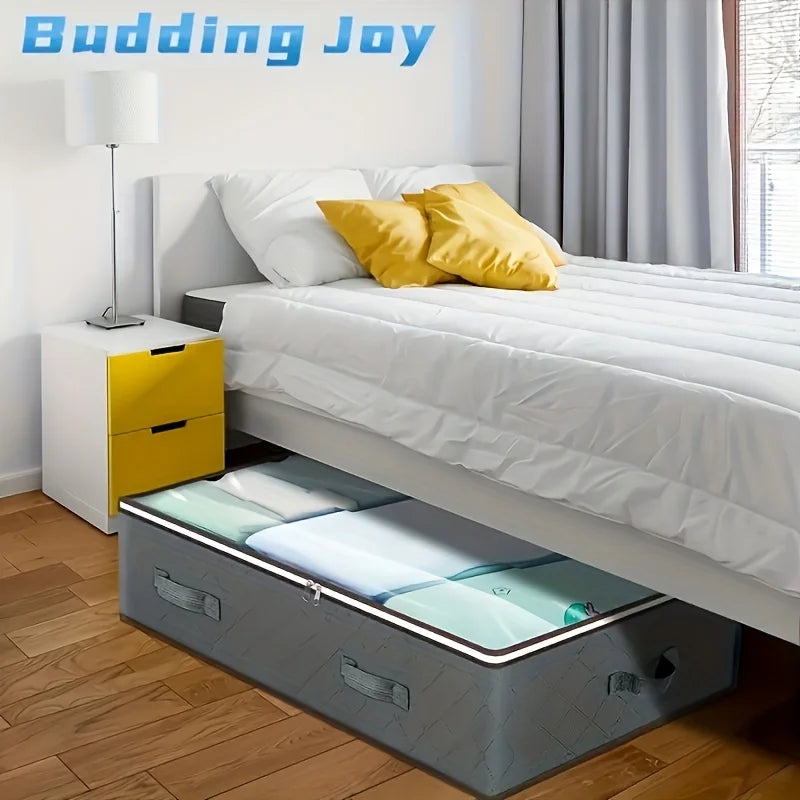 Bedside Storage Box with Lid, Under-Bedside Storage Bag with Transparent Window Reinforced Handles for Clothes, Bedding Oasis Select