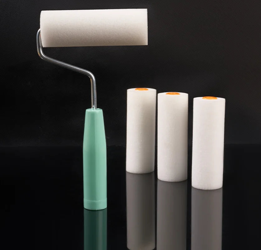 10PCS 100mm Mini White Durable Foam Paint Roller Sleeves for Art Painting Decorating Sponge Rollers Cleaning Brushes DIY Art Set Oasis Select