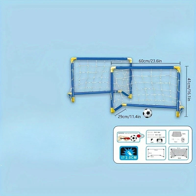 1 set Folding Soccer Goal Set PP Material Portable Indoor/Outdoor Football Net with Removable Training Equipment with Football Oasis Select 1pc blue