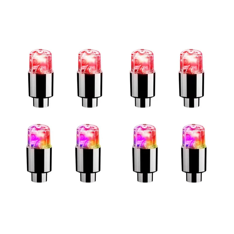 2/4/6/8Pcs Car Light Bicycle LED Tire Lights Universal Car Neon Lamp Valve Cover Lights Tire Colorful Flashing Bulb Decoration Oasis Select 8pcs mix