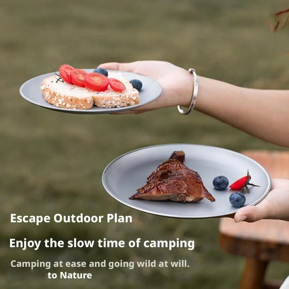 Titanium Camping Dining Plate Travel Tableware Stackable Ultra Lightweight Portable Supplies Dinnerware Home Outdoor Cookware Oasis Select