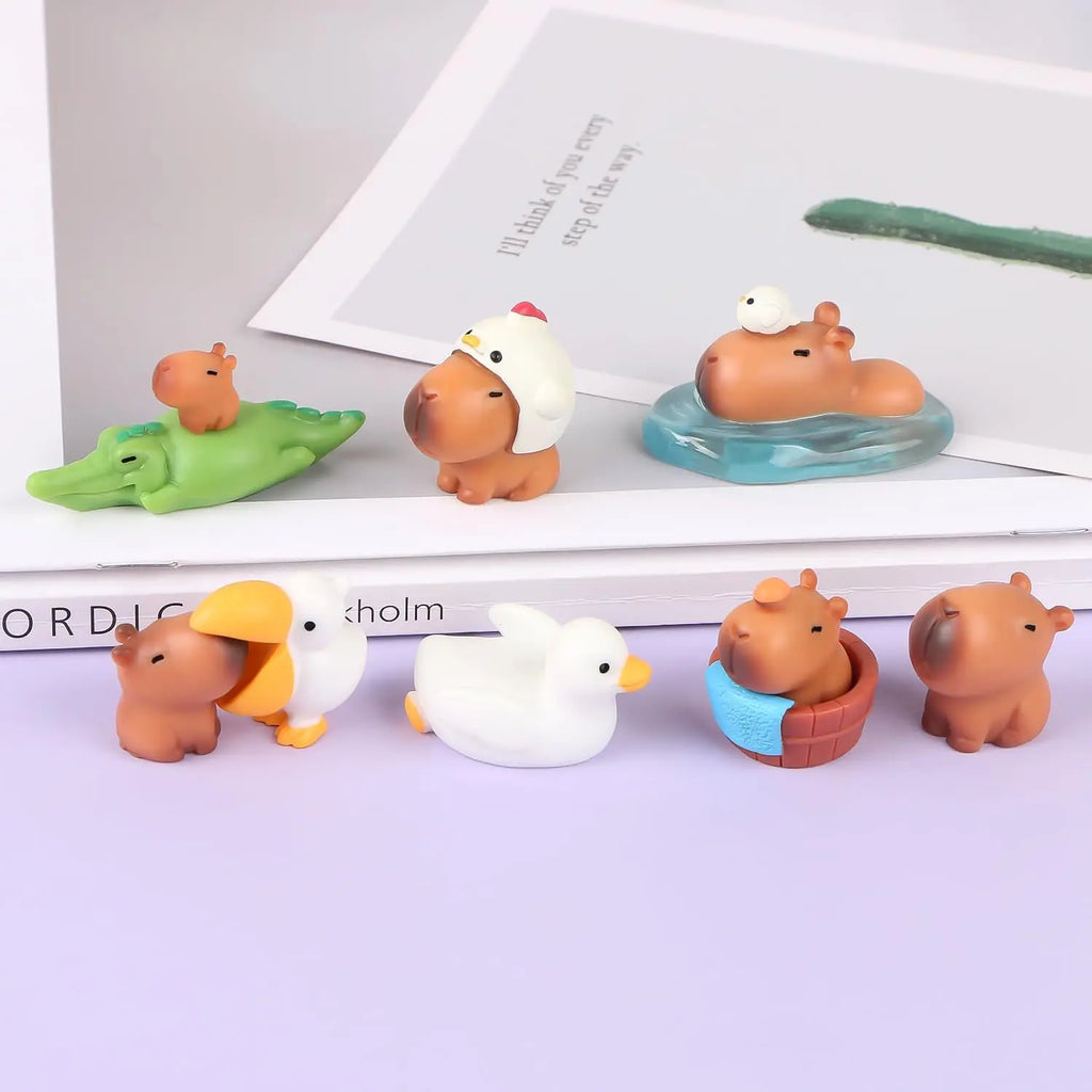 12/18 PCS Capybara Cake Topper Kawaii Car Dashboard Ornament Desk Decor Calming Animal Figurine for Console Shelf Office Oasis Select