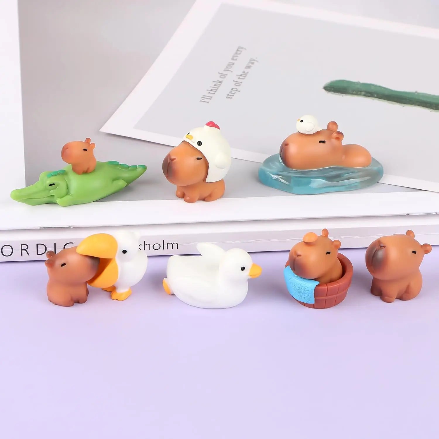 12/18 PCS Capybara Cake Topper Kawaii Car Dashboard Ornament Desk Decor Calming Animal Figurine for Console Shelf Office Oasis Select