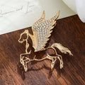 Fashion Rhinestones Alloy Horse With Wings Brooch Zodiac Pony Pins Women Men Clothing Accessory Suit Lapel Corsage New Year Gift Oasis Select Gold