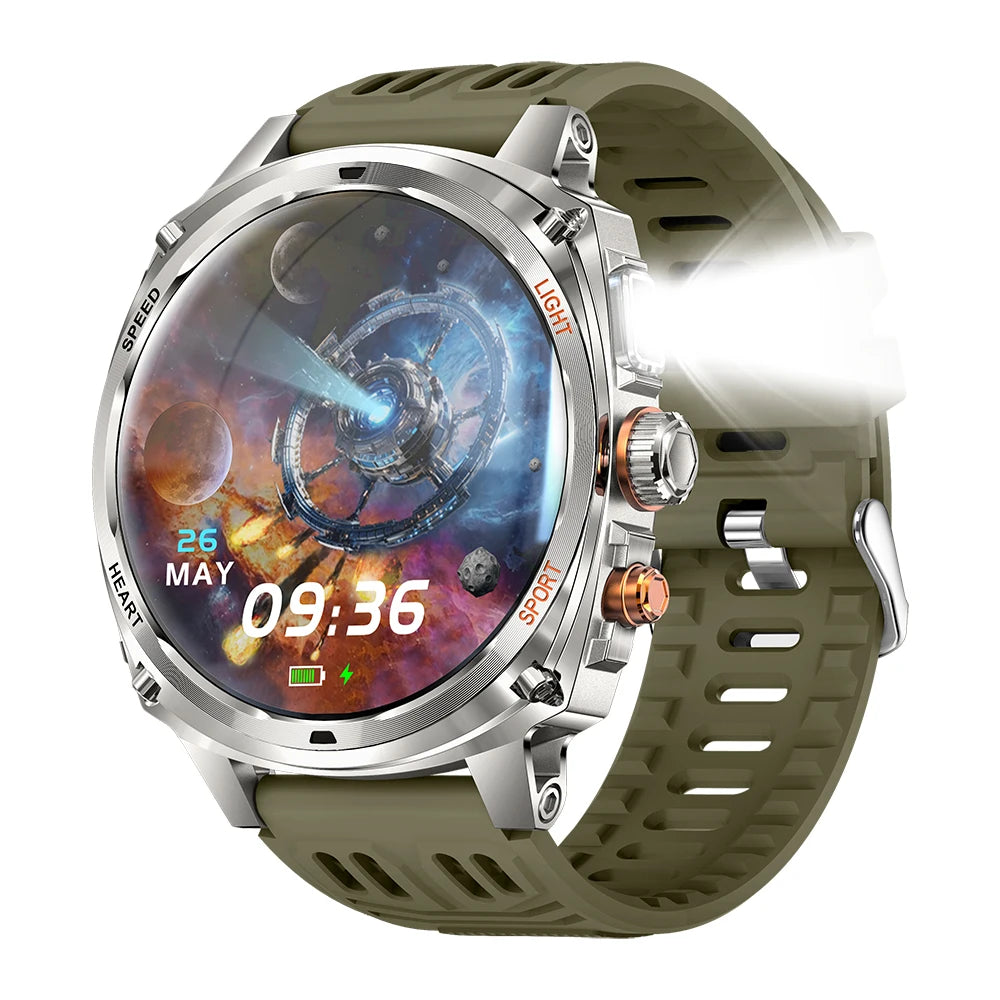 Outdoor Sports Smart Watch Blue Tooth Call Heart Rate Health Smartwatch Information Reminder LED Flashlight Waterproof Clock Oasis Select SVGNS