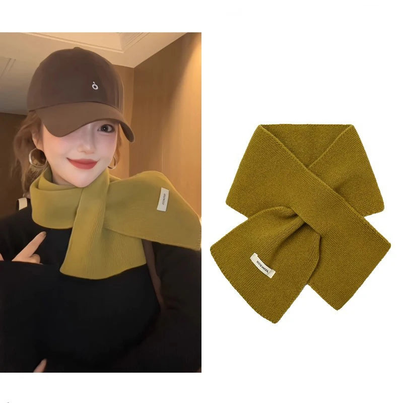 Women's Winter Knit Crossover Scarf – Warm Neck Collar