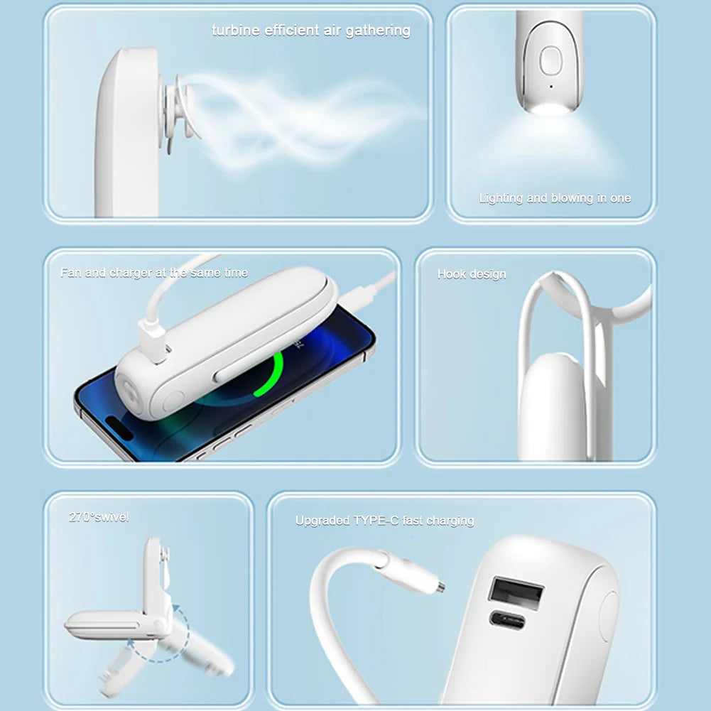 2026 New 2 In 1 Foldable Handheld Fan With Power Bank 48H Battery Life 1.5H Fast Charge Soft Blades Portable Pocket Travel Fan Oasis Select