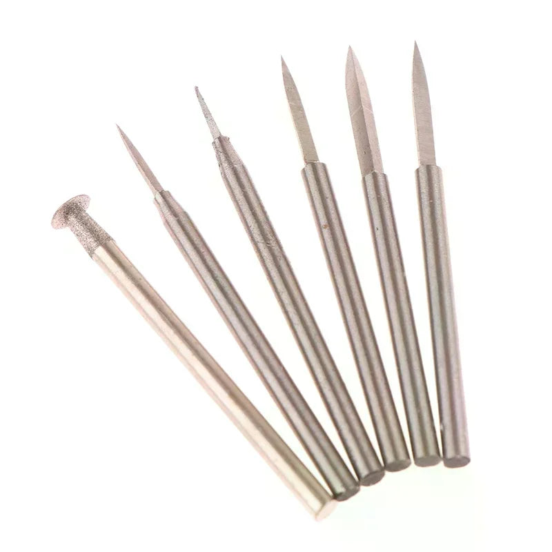 6pc Tungsten Steel Engraving Carving Knife Set Sword Shaped 1/8inch Olive Amber End Mill Router Bit Wood Milling Cutter Oasis Select