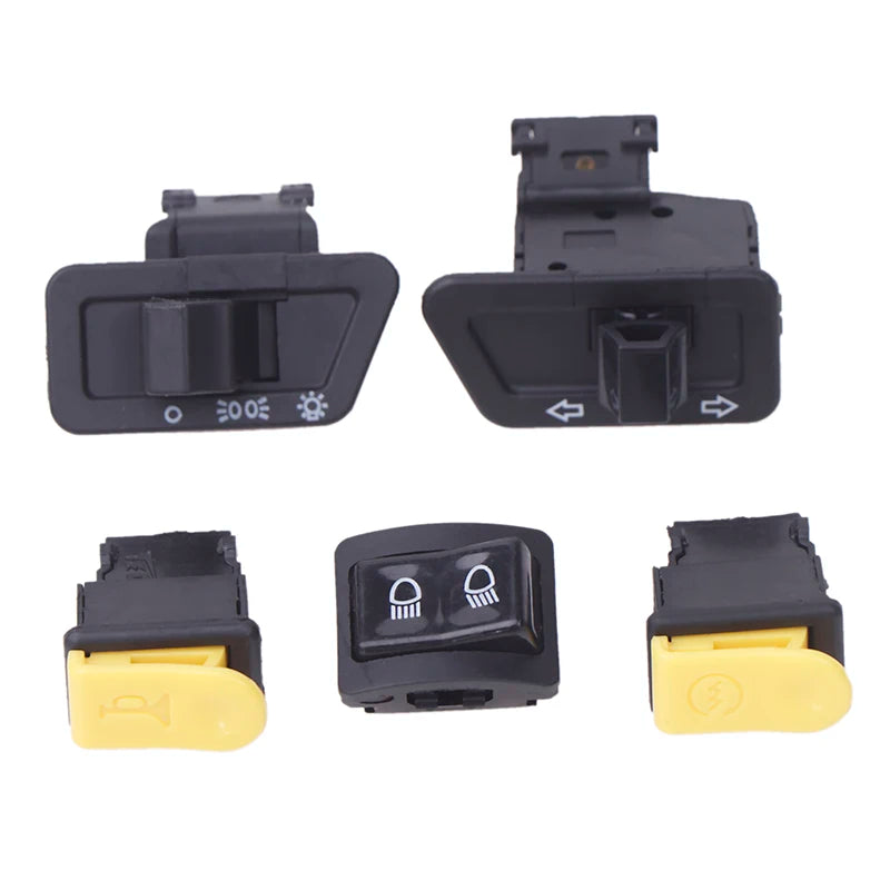 5Pcs/Set Motorcycle Button Switch Head Light Horn Dimmer Turn Singal Starter High Low Beam Electric Start Button For Moto Oasis Select Default Title