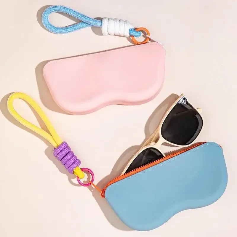 Silicone Zipper Glasses Bag Sunglasses Storage Protective Cover Hanging Bag Coin Purses For Women Girls Waterproof Glasses Box Oasis Select