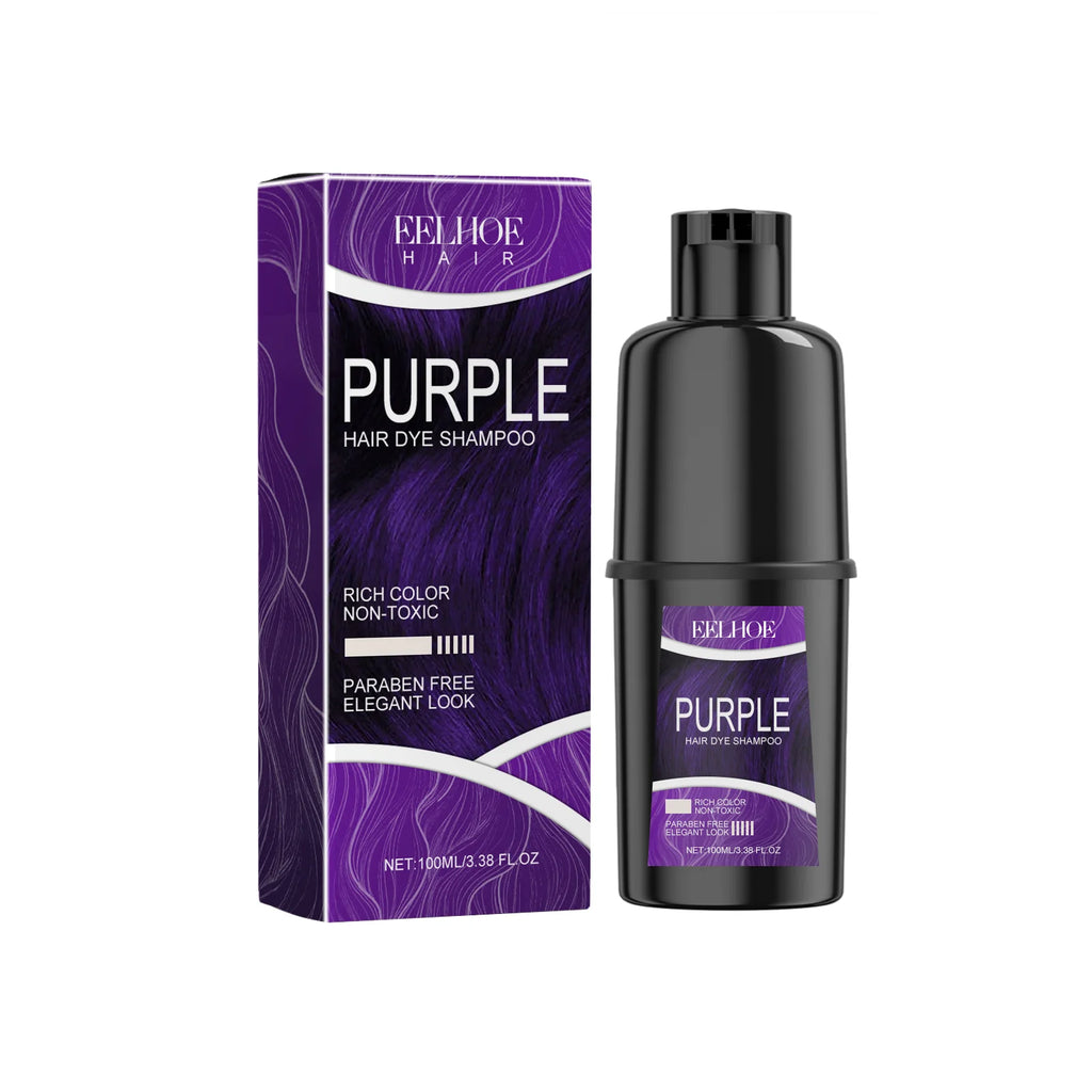 EELHOE Hair Dye Shampoo Deep Nourishment Strengthen Color Lock Frizz Control Oil Natural Formula Shiny Hair Color Shampoo 100ml Oasis Select Purple
