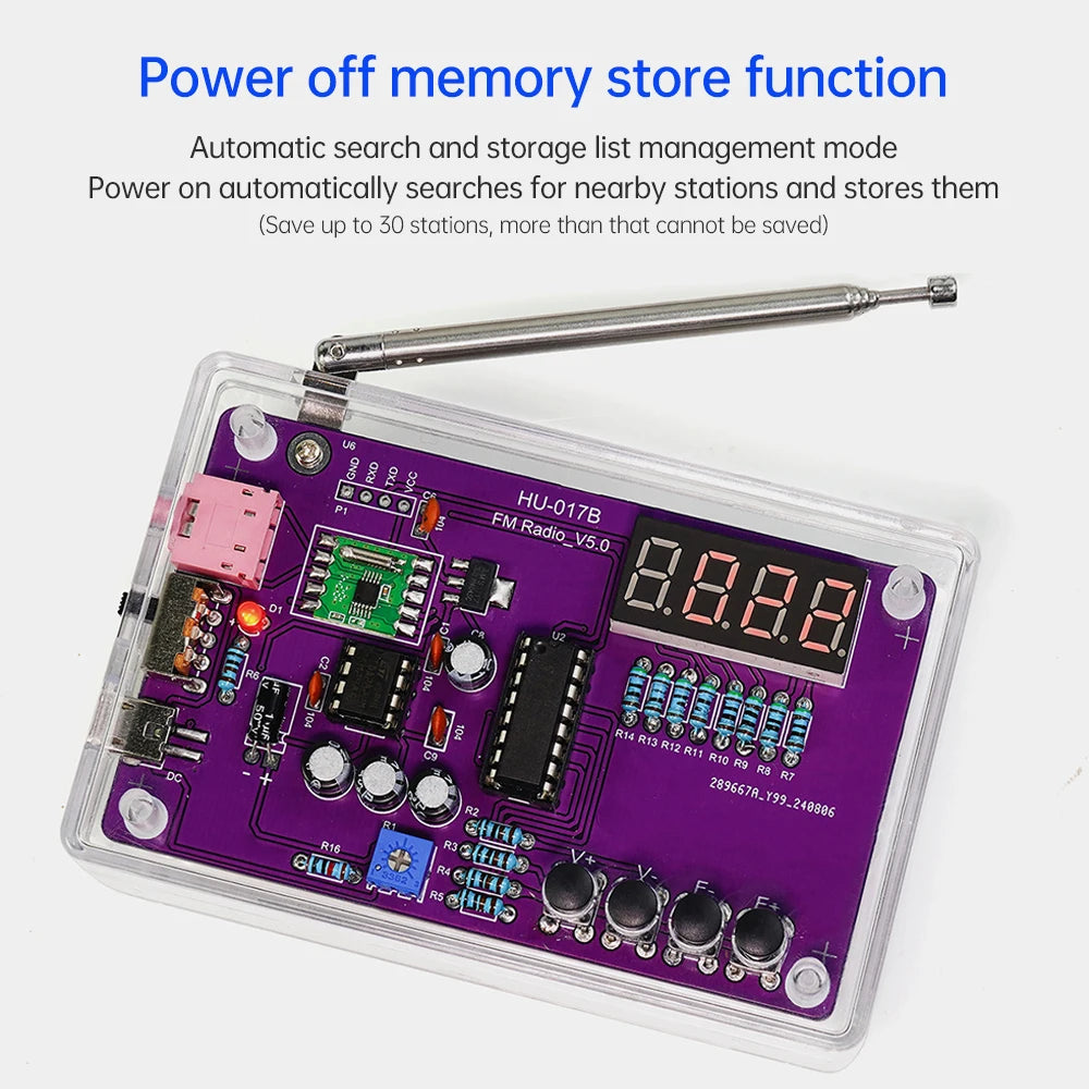 DIY FM Radio Electronic Kit Adjustable Frequency 87-108MHz Digital Display Soldering Project Practice Solder RDA5807S Oasis Select