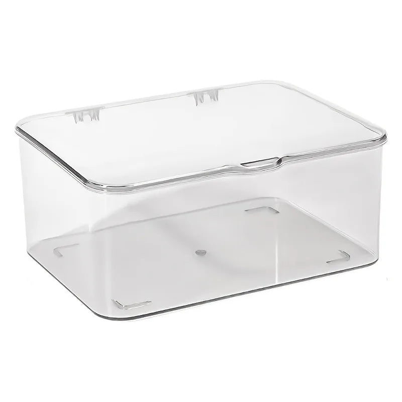 Flip Top Storage Box,Large Capacity Transparent Organizer for Medicine Cosmetics Jewelry,Desktop Dustproof Container Storage Box Oasis Select Transparent White