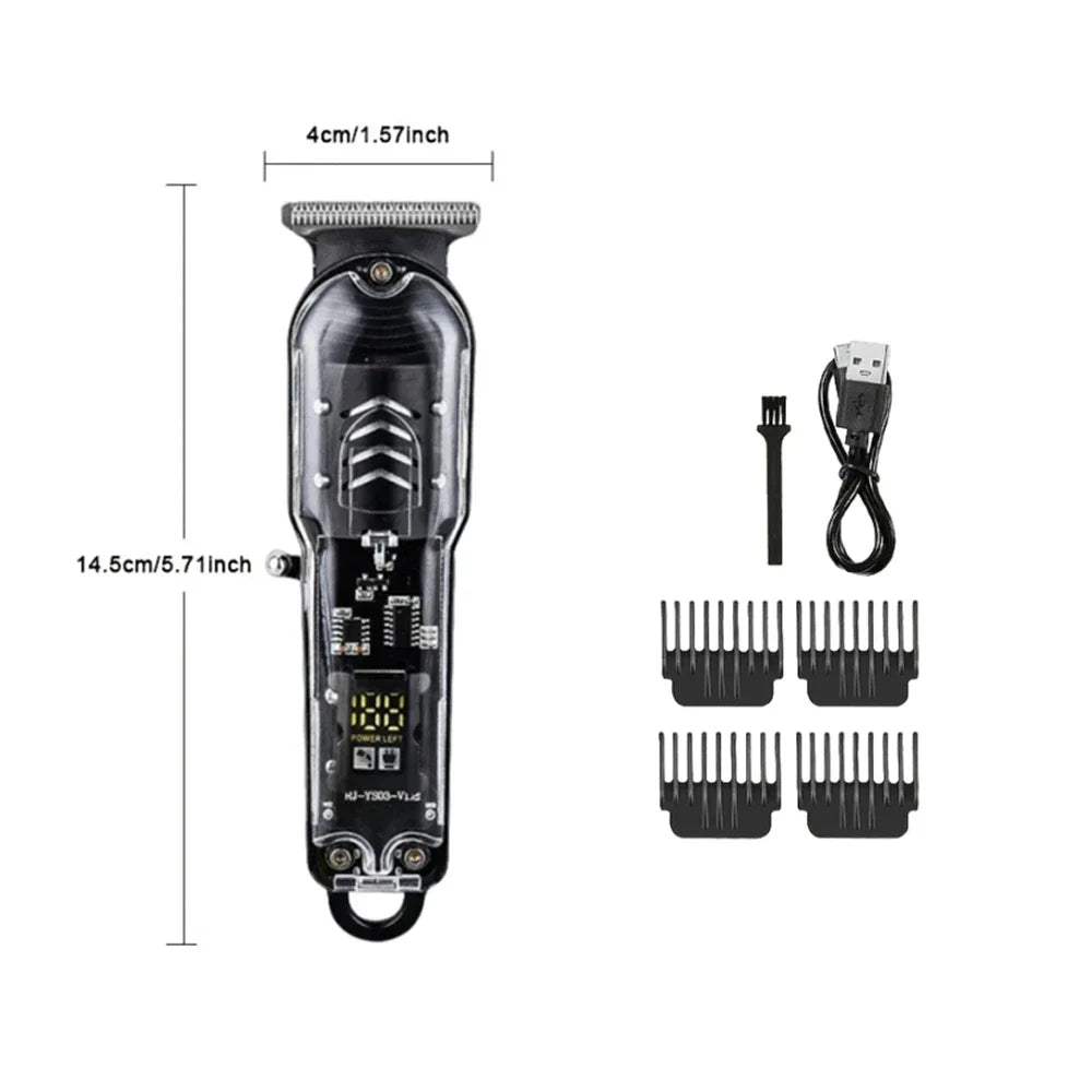 Professional Transparent Body Electric Hair Clipper for Men USB Rechargeable Trimmer Hair Cutting Machine Holiday Gift for Him Oasis Select