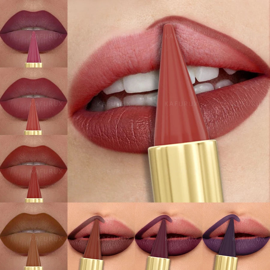 KAFURUX 9-Color Matte Lipstick & Lip Liner Pen | Velvet Finish