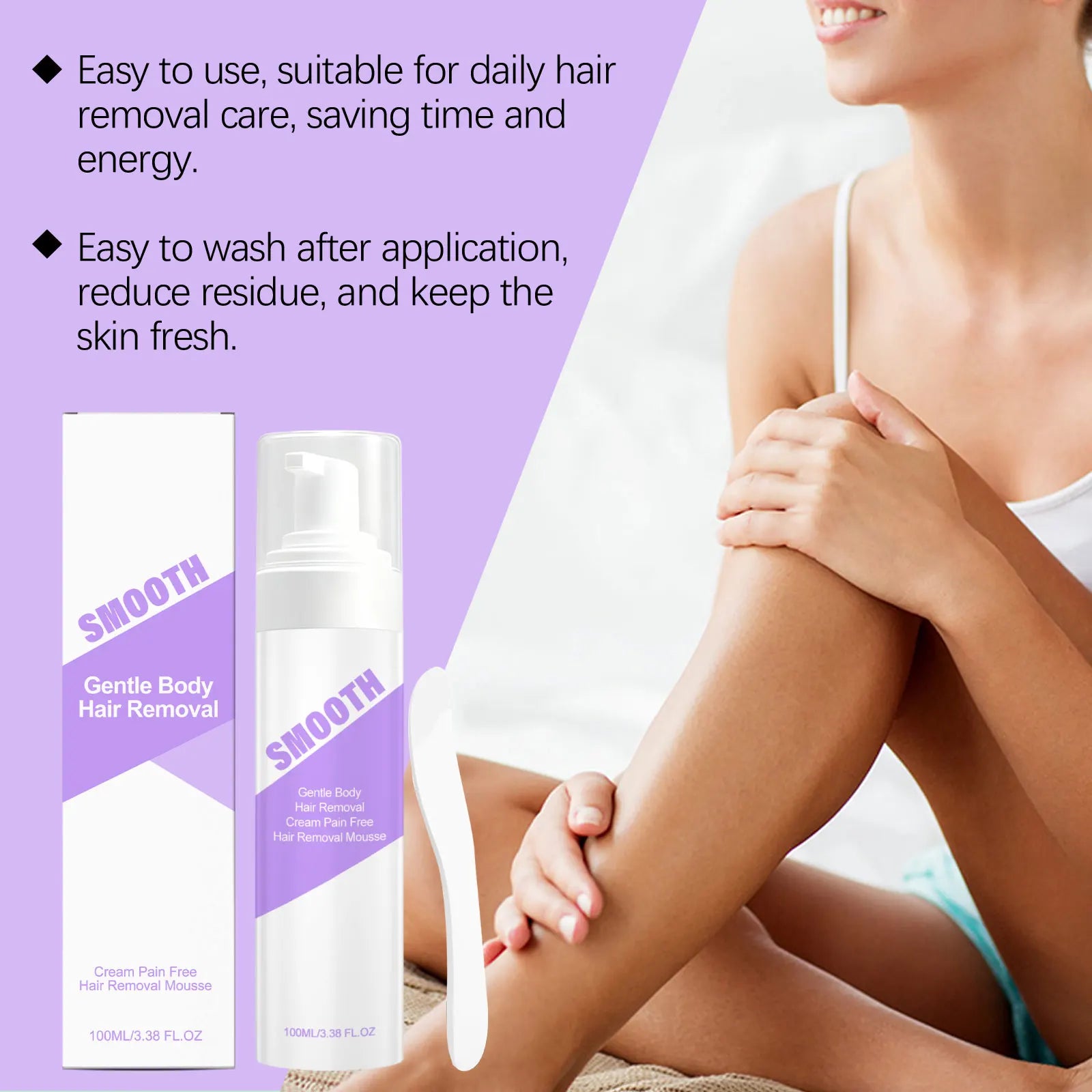 Painless Hair Removal Mousse – Depilatory Cream & Growth Inhibitor Depilatory Hair Removal Mousse Oasis Select