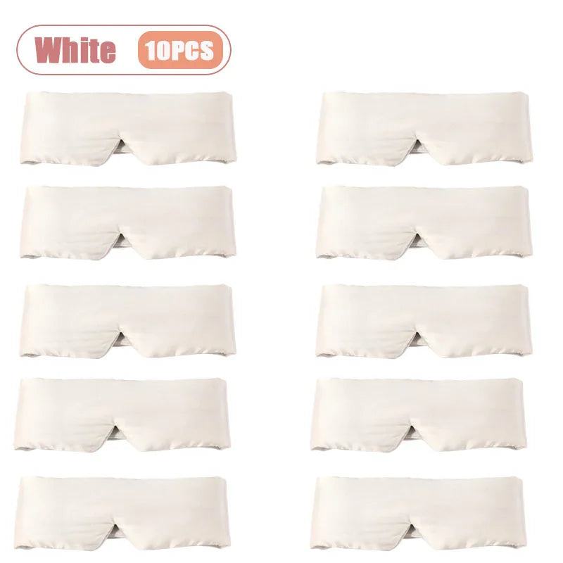 1-10PCS Silk Feel Sleep Mask Embroidered Floral Light Blocking Eye Cover for Women Men Travel Midday Nap Home Weighted Oasis Select White-10PCS