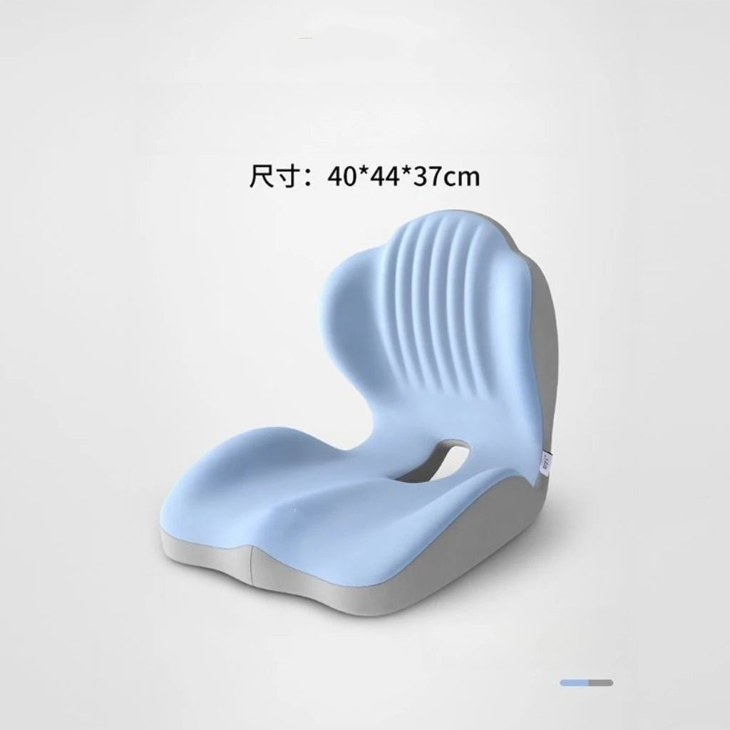 Soft Memory Cotton Seat Cushion Office Sedentary Seat Cushion Decompression Sitting Posture Correction Artifact Chair Cushion Oasis Select Blue and gray