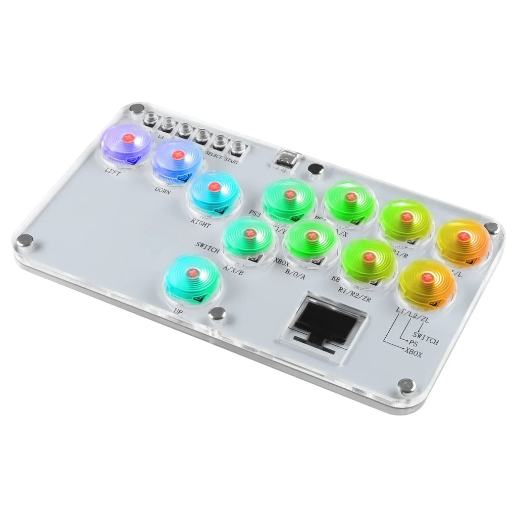 Stickless Arcade Stick 12Keys All-Button Mini Fighting Game Arcade Stick Leverless Controller Fight Sticks for PS3/PS4/PC/Switch Oasis Select White