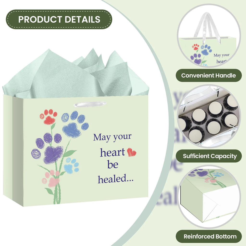 Dog Memorial Gift Bag Set with Card & Tissue Paper