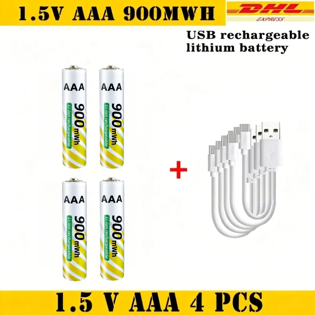 Li-ion AAA and AA Rechargeable Batteries USB Lithium-ion 3400mWh 1.5V AA Rechargeable Batteries+900mWh 1.5V AAA Battery Oasis Select AAA 4pcs-USB
