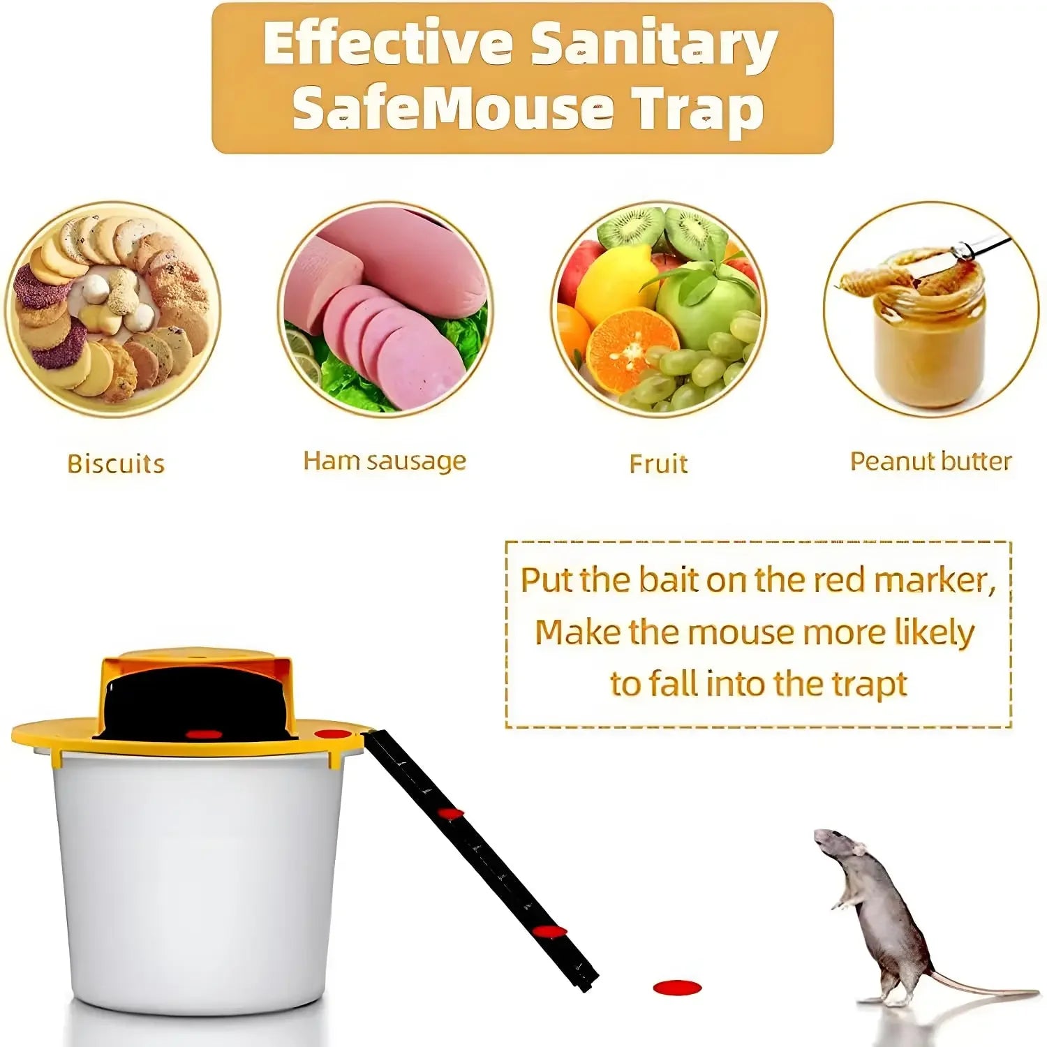 Double-end Mouse Trap Bucket Flip Lid -Multi-Catch Auto-Reset Humane or Lethal Rat Trap ABS Material -5 Gallon Bucket Compatible Oasis Select