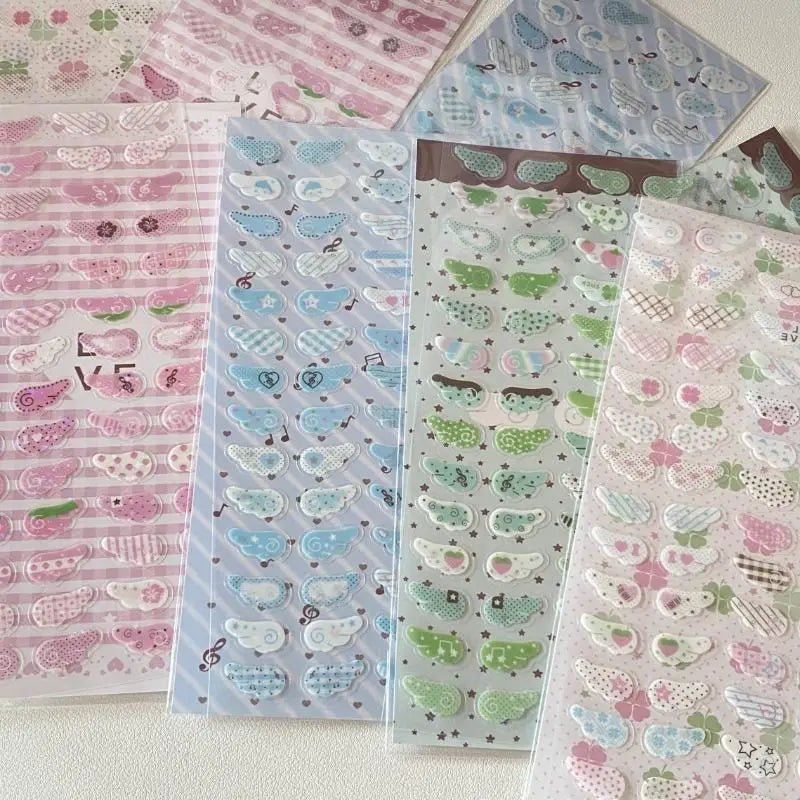1/4Pcs Wings Love Strawberry Clover Star Sparkling Flash Film Stickers Phone Camera Vintage Scrapbooking Decoration Sticker Oasis Select E
