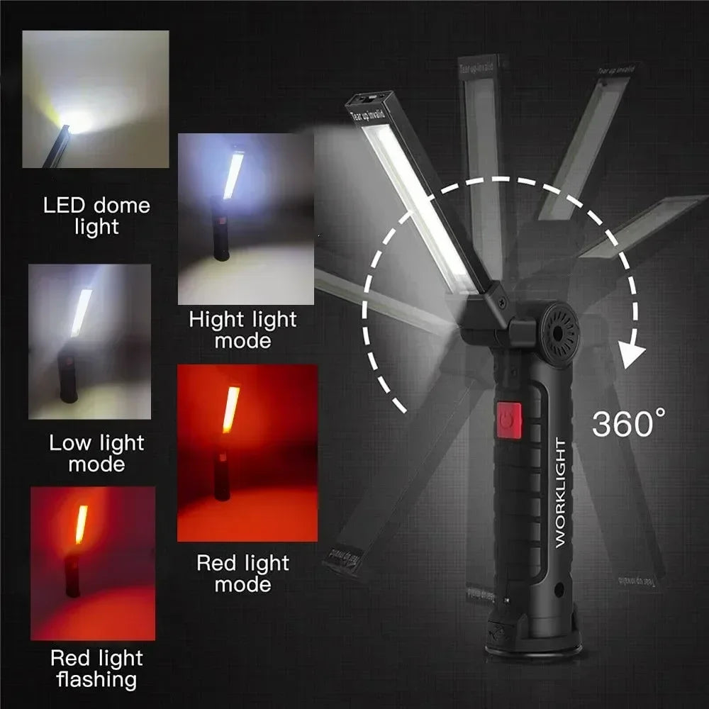 USB Rechargeable COB LED Flashlight | Magnetic, 5 Modes